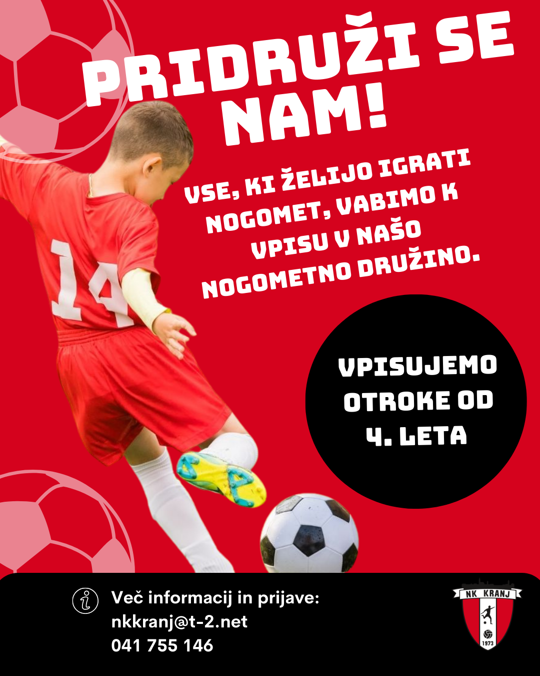 Vabilo k vpisu v Cici gol – NK Zarica Kranj, vpisujemo otroke od 4. leta